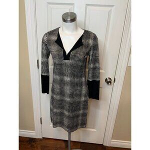 Diane Von Furstenberg New Reina Two Optic Plaid Black White Dress NWT, Size 2